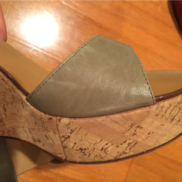 Jcrew Maryanne Leather wedge sandals, Himalayan Green, size 9, made in Italy - Picture 4 of 10